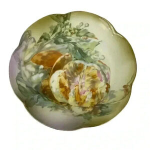 VTG JHR Bavaria Hand Painted 7”‎ Dessert Plate Floral Design Gold Trim